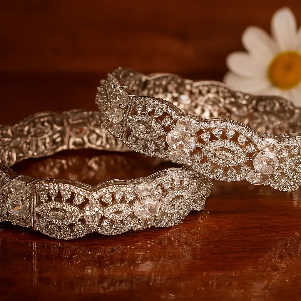 Vintage Style Crystal Filigree Bangle Set
