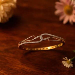 Minimal infinity loop bracelet with micro diamond setting in gold tone for daily elegance
