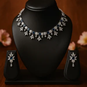 navy blue sapphire crystal necklace set