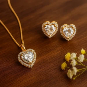 Heart Shape Pendant Earring Set
