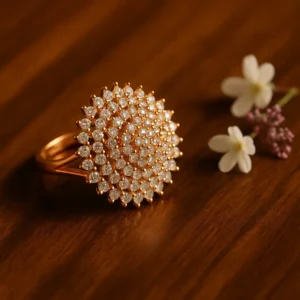 Rose Gold Round Cluster CZ Ring
