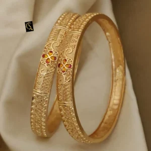 Engraved traditional kadli bangles with floral detailing