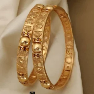 Embossed design kadli bangles with classic gold polish
