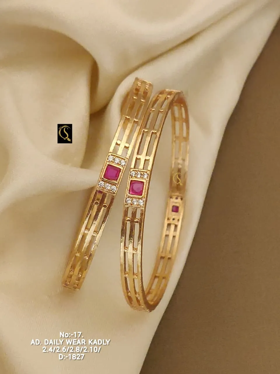 Modern fusion kadli bangles with geometric open pattern