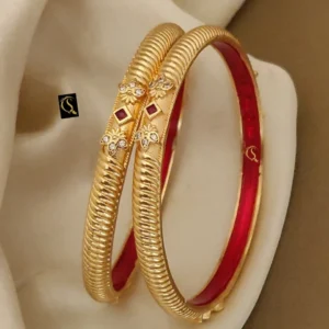 Textured floral design kadli bangles with traditional finish