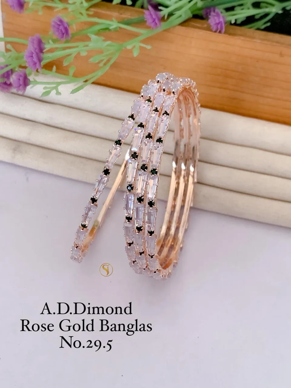 American diamond rose gold bangles for party wear