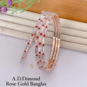 Golden bangles with American diamond detailing
