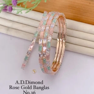 Silver finish bangles with pastel stone combinations