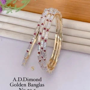 Golden bangles with sparkling stone floral pattern