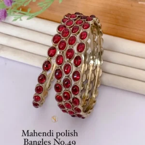 Mahendi polish red stone elegant designer bangles