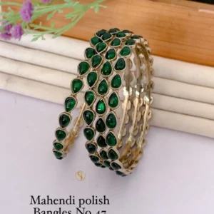 Mahendi polish green teardrop festive wear bangles