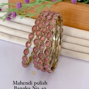 Mahendi polish pink oval classic ethnic bangles