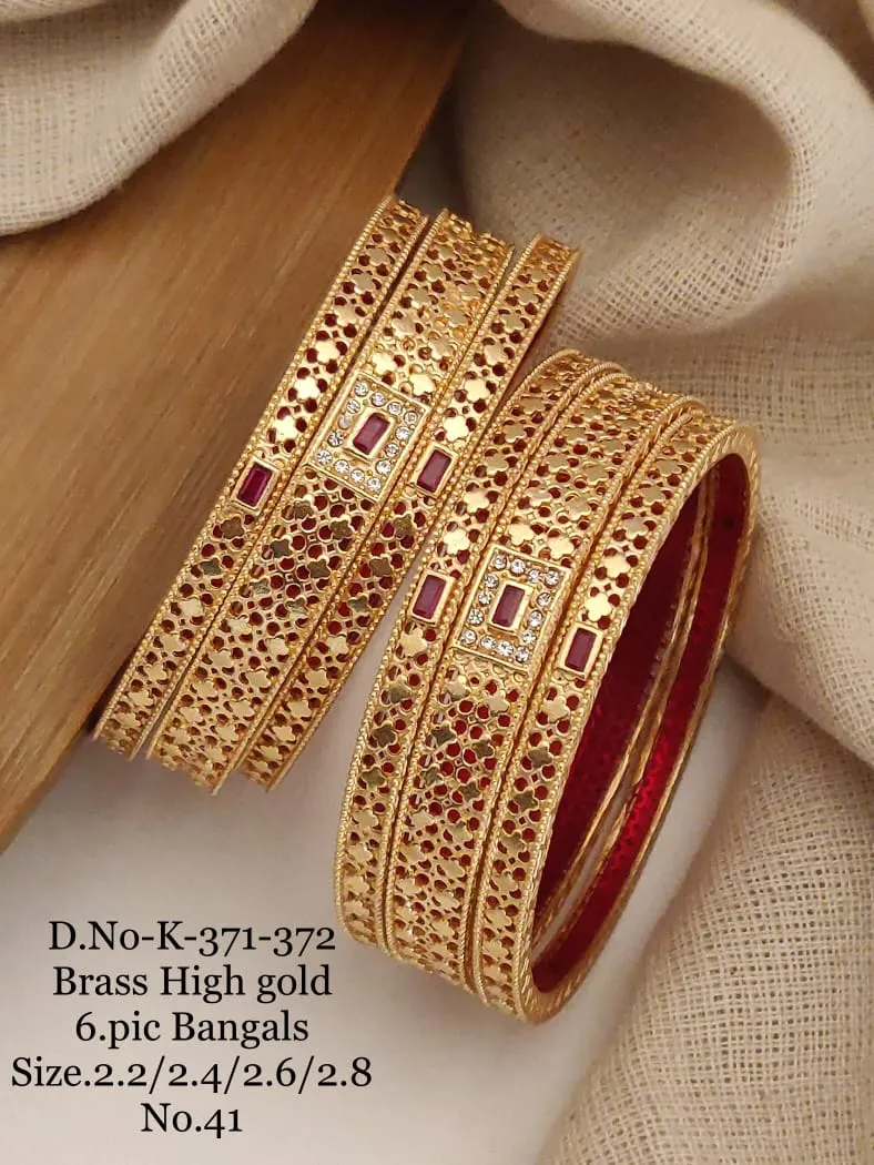 brass high gold six piece premium designer bangles