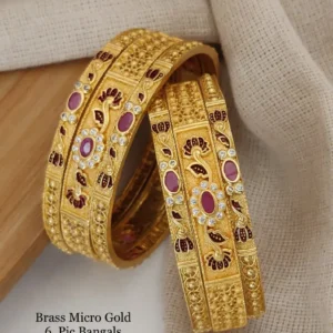 brass micro gold six piece handcrafted wedding bangles