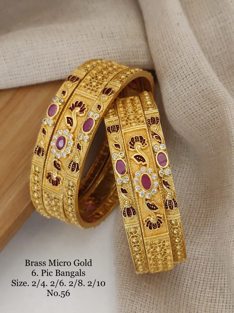 brass micro gold six piece handcrafted wedding bangles