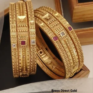 brass direct gold six piece traditional motif bangles