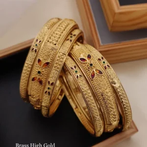 brass high gold six piece chudla design bangles