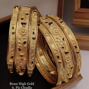 Traditional High Gold Chudla Bangles with Floral Detailing
