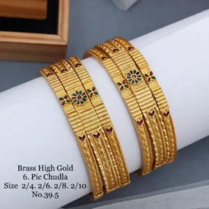 Elegant High Gold Chudla Bangles with Multicolor Floral Pattern