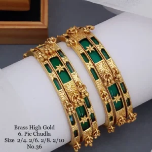 Premium Floral Carved High Gold Chudla Bangles Set