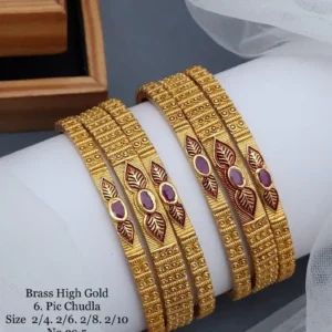 Green Meena Work High Gold Chudla Bangles for Festive Wear