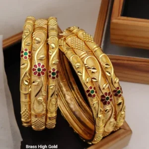 Premium Floral Engraved High Gold Chudla Bangles Set