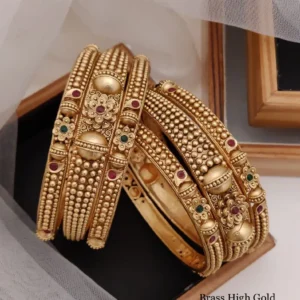 Brass high gold heavy beadwork traditional chudi set for weddings