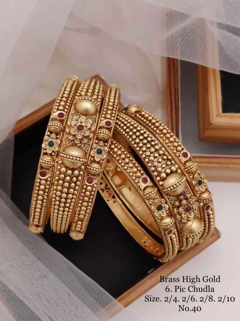 Brass high gold heavy beadwork traditional chudi set for weddings