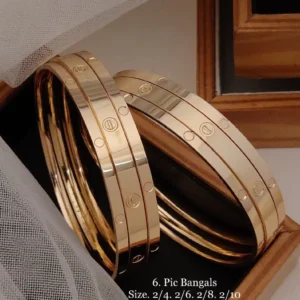 High polish modern screw line designer gold bangles for women
