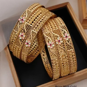 Brass high gold floral cutwork handcrafted chudi bangles for functions