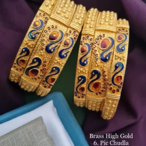Brass high gold peacock design enamel work chudi bangles