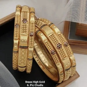 Brass high gold floral engraved traditional chudi set for women