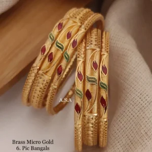 Brass micro gold leaf pattern designer bangles for daily wear