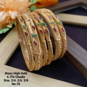 Brass micro gold leaf motif designer chudi for traditional wear