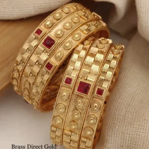 Brass high gold antique finish floral pattern chudi bangles