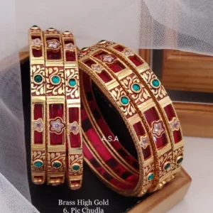 Brass high gold lightweight floral engraved chudi bangles