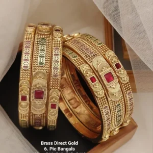 Brass high gold heavy bridal stonework chudi bangles