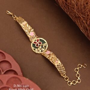 Enamel Floral Round Charm Bracelet