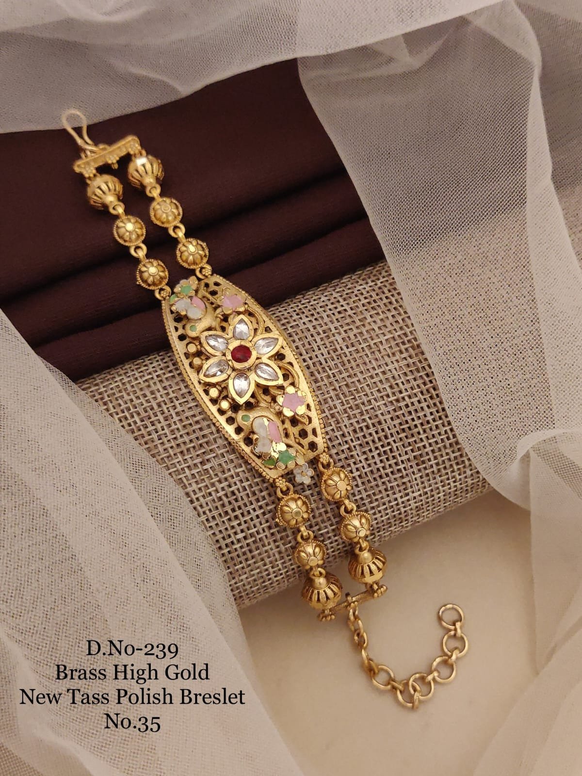 Pastel Floral Kundan Statement Bracelet