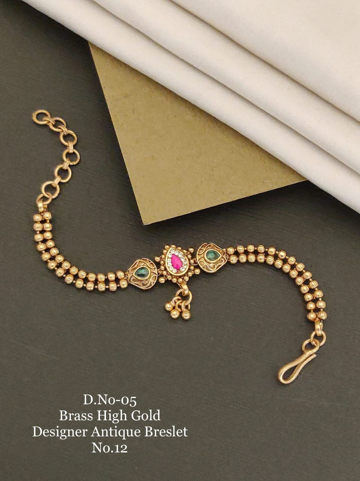 Ruby Emerald Dual Charm Bracelet