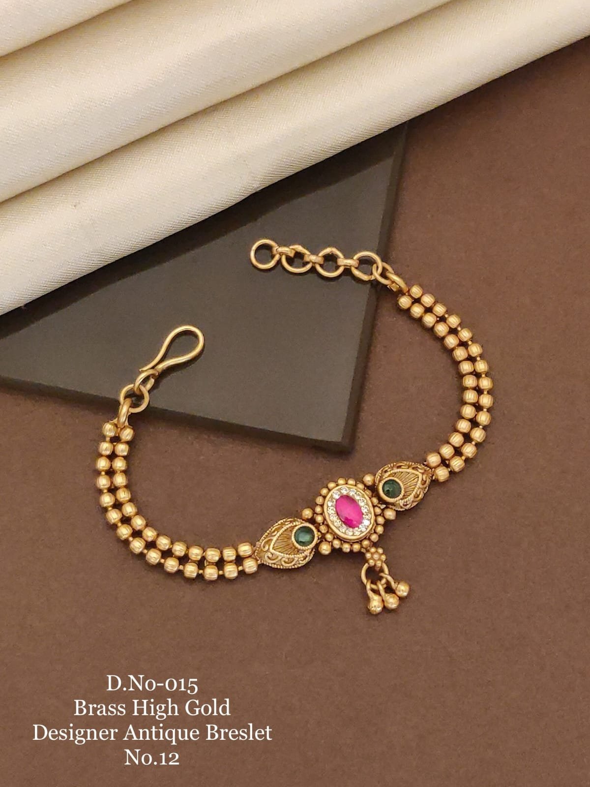 Dual Stone Antique Gold Bracelet