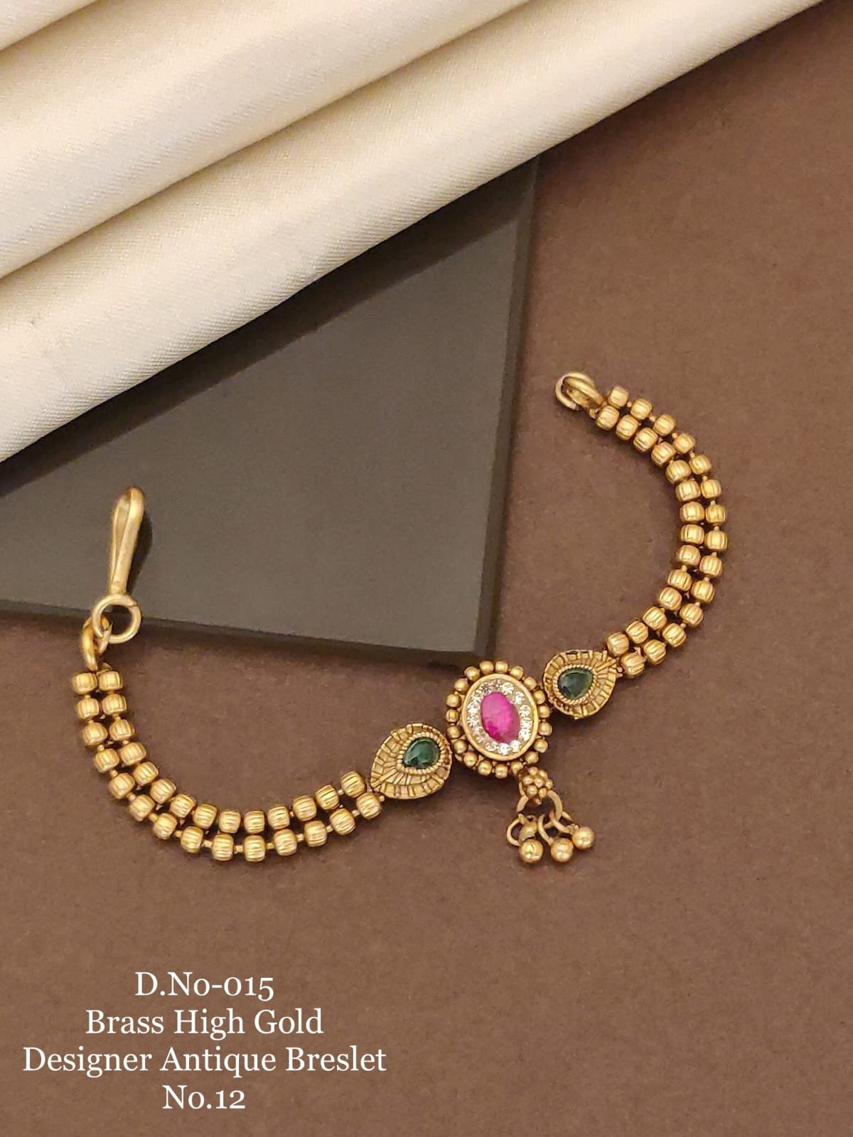 Dual Stone Antique Gold Bracelet