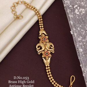 Brass high gold antique floral twin peacock bracelet