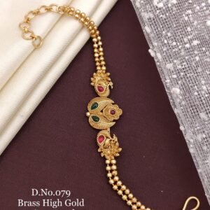 Brass high gold antique peacock floral bracelet