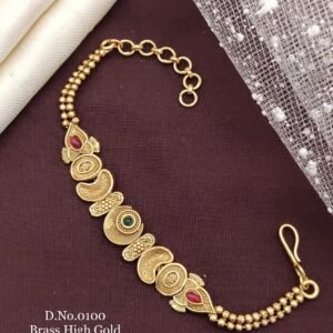 Brass high gold antique curved motif bridal bracelet