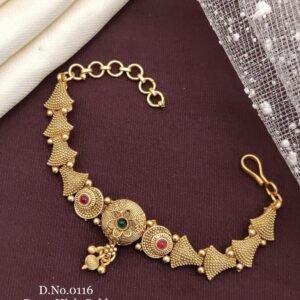 Brass high gold antique textured floral centerpiece bracelet