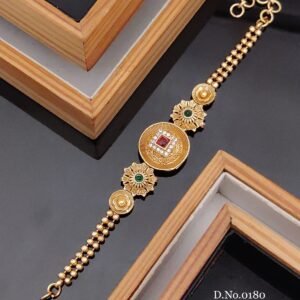 Brass high gold antique elegant floral motif bracelet