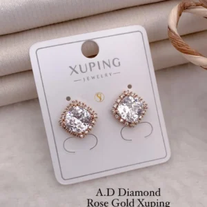 AD diamond rose gold elegant stud earrings