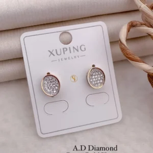 Ad diamond rose gold oval pave stone party wear stud earrings