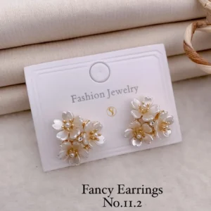 Classic white floral cluster earrings